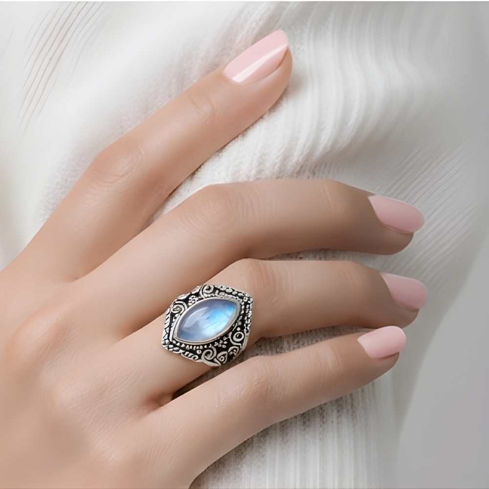 Bohemian Style Moonstone Ring Size 5